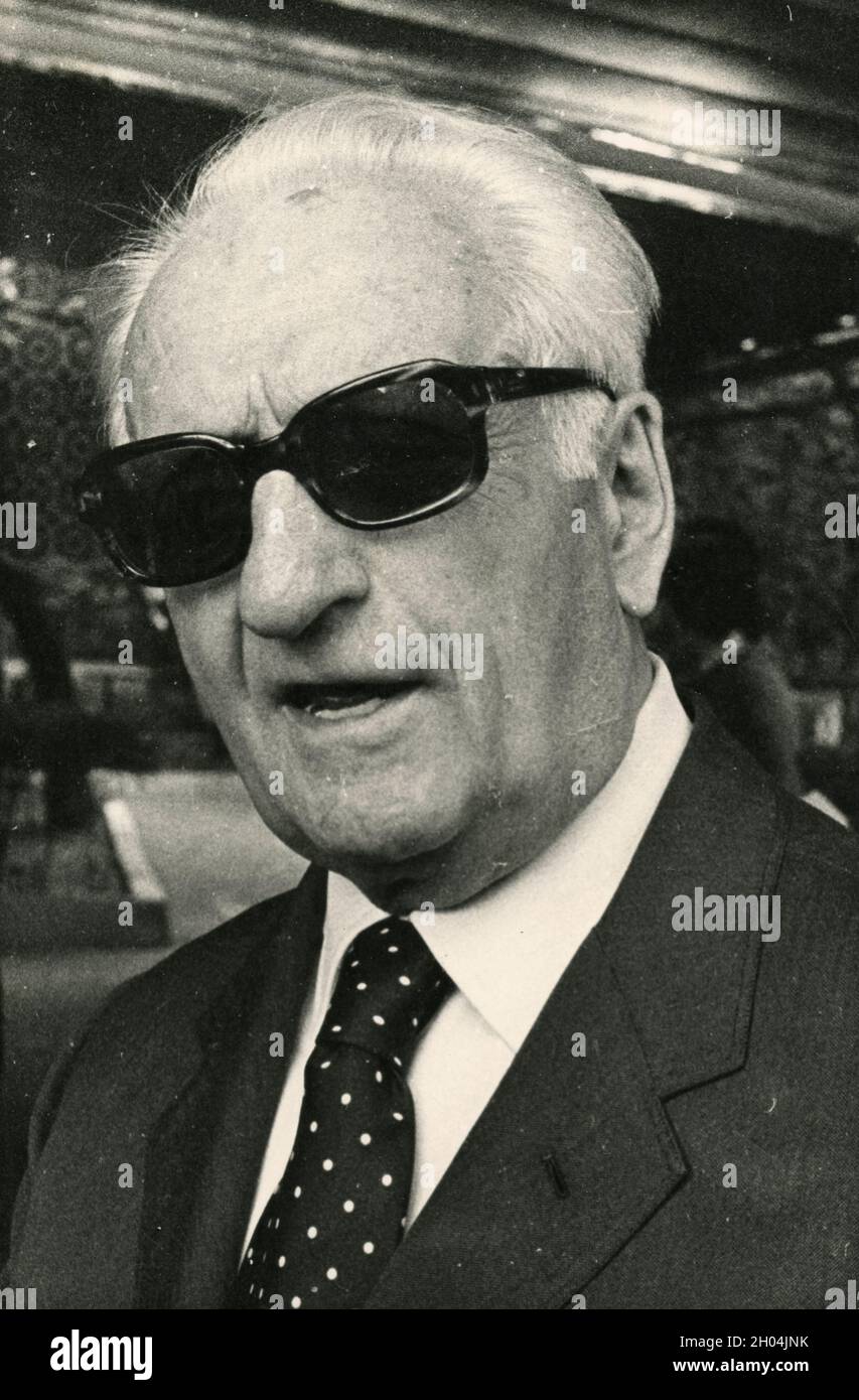 Italia pilota e fondatore di Ferrari Cars Enzo Ferrari, 1977 Foto Stock