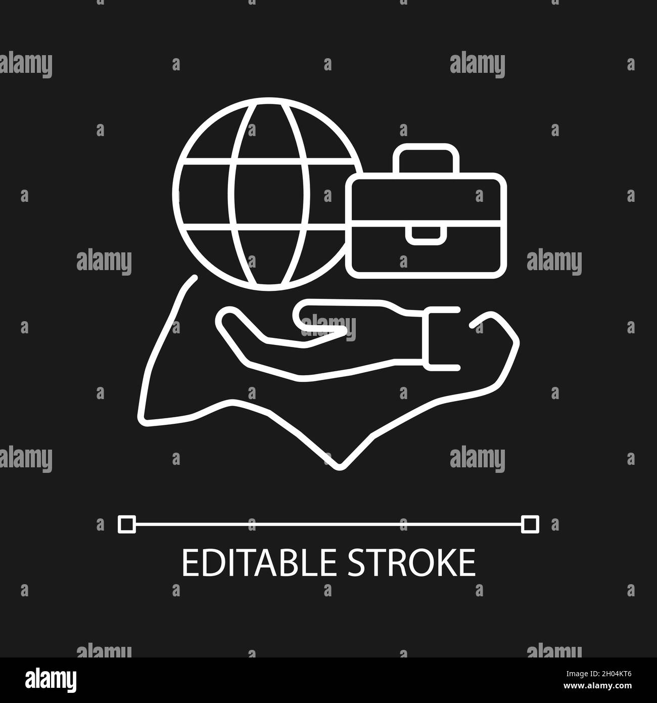 Icona lineare bianca flessibile per la legge del lavoro per il tema scuro Illustrazione Vettoriale