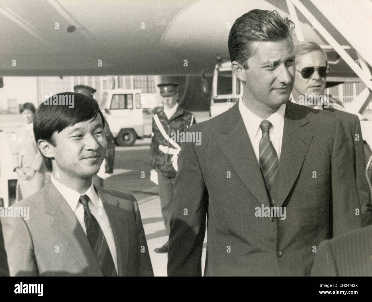 Il principe giapponese Naruhito e il principe britannico Philip, anni '80 Foto Stock