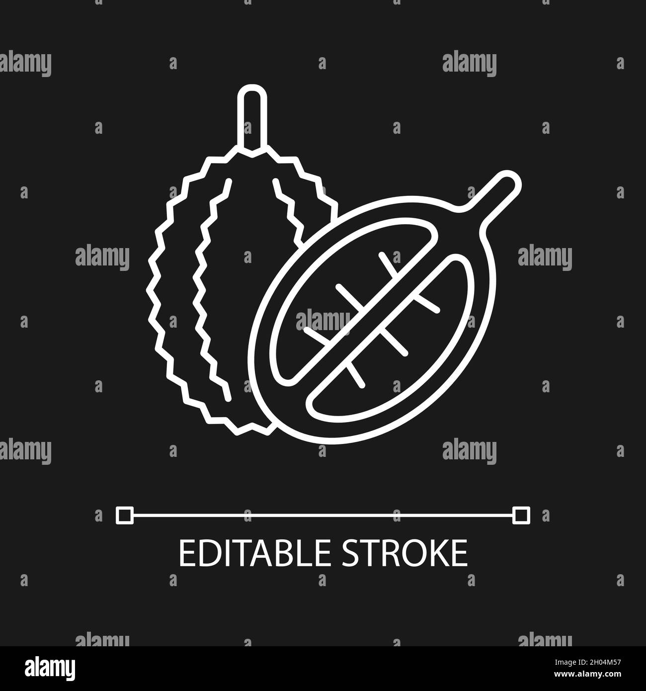 Icona lineare di colore bianco Durian per il tema scuro Illustrazione Vettoriale