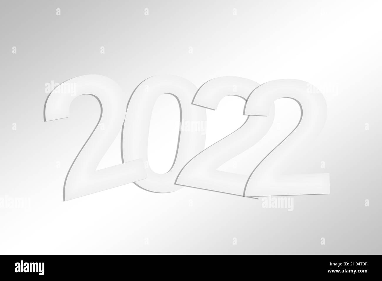biglietto di auguri bianco minimo per il nuovo anno 2022 Foto Stock