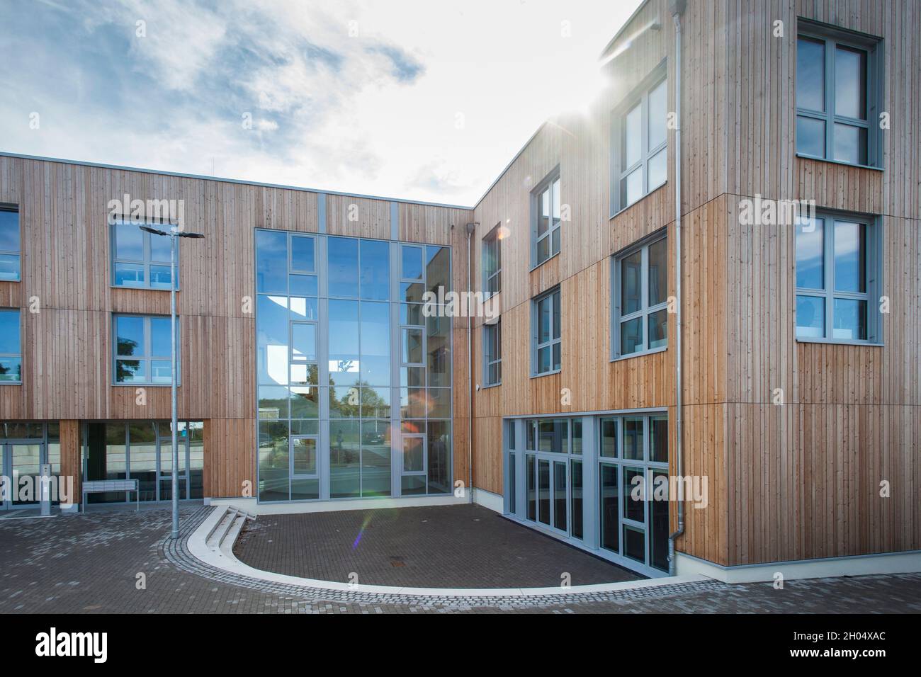 L'edificio di estensione 'Zukunftsraum' dell'università privata Witten Herdecke nella costruzione sostenibile del legno, Witten, Renania settentrionale-Vestfalia, GE Foto Stock