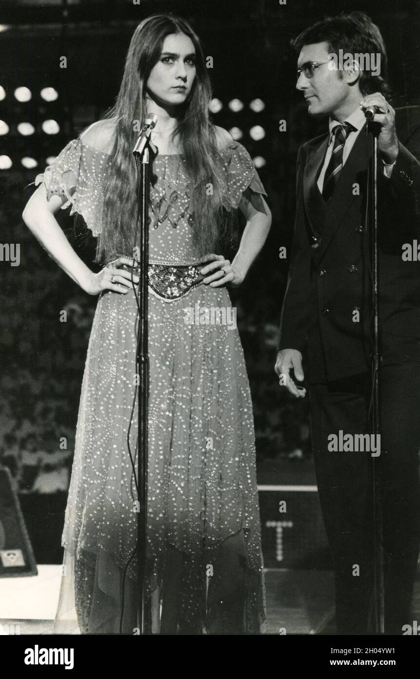 L'attrice americana Romina Power e la cantante italiana Albano, anni '80 Foto Stock