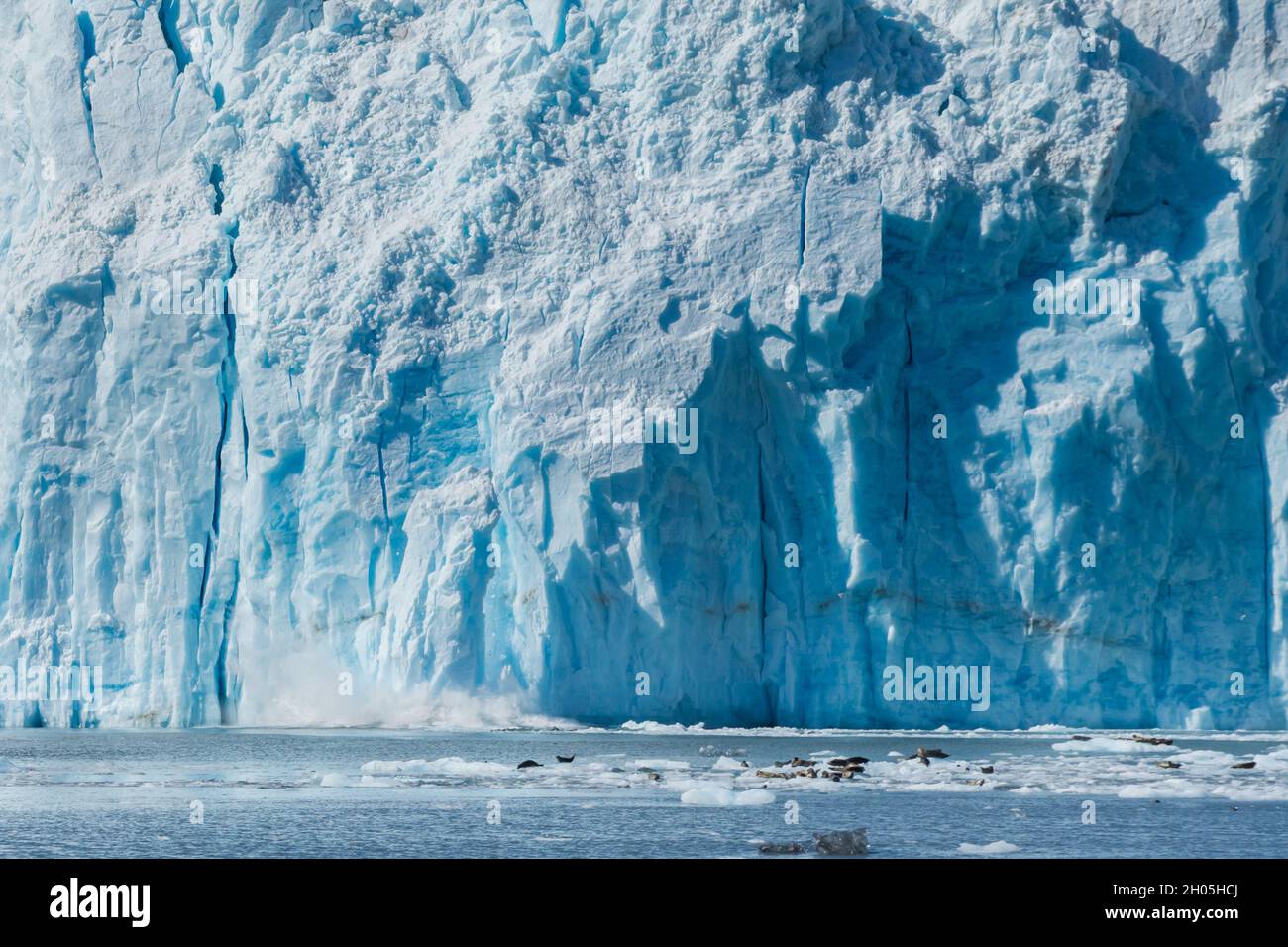 Calving del ghiaccio dovuto riscaldamento globale Foto Stock