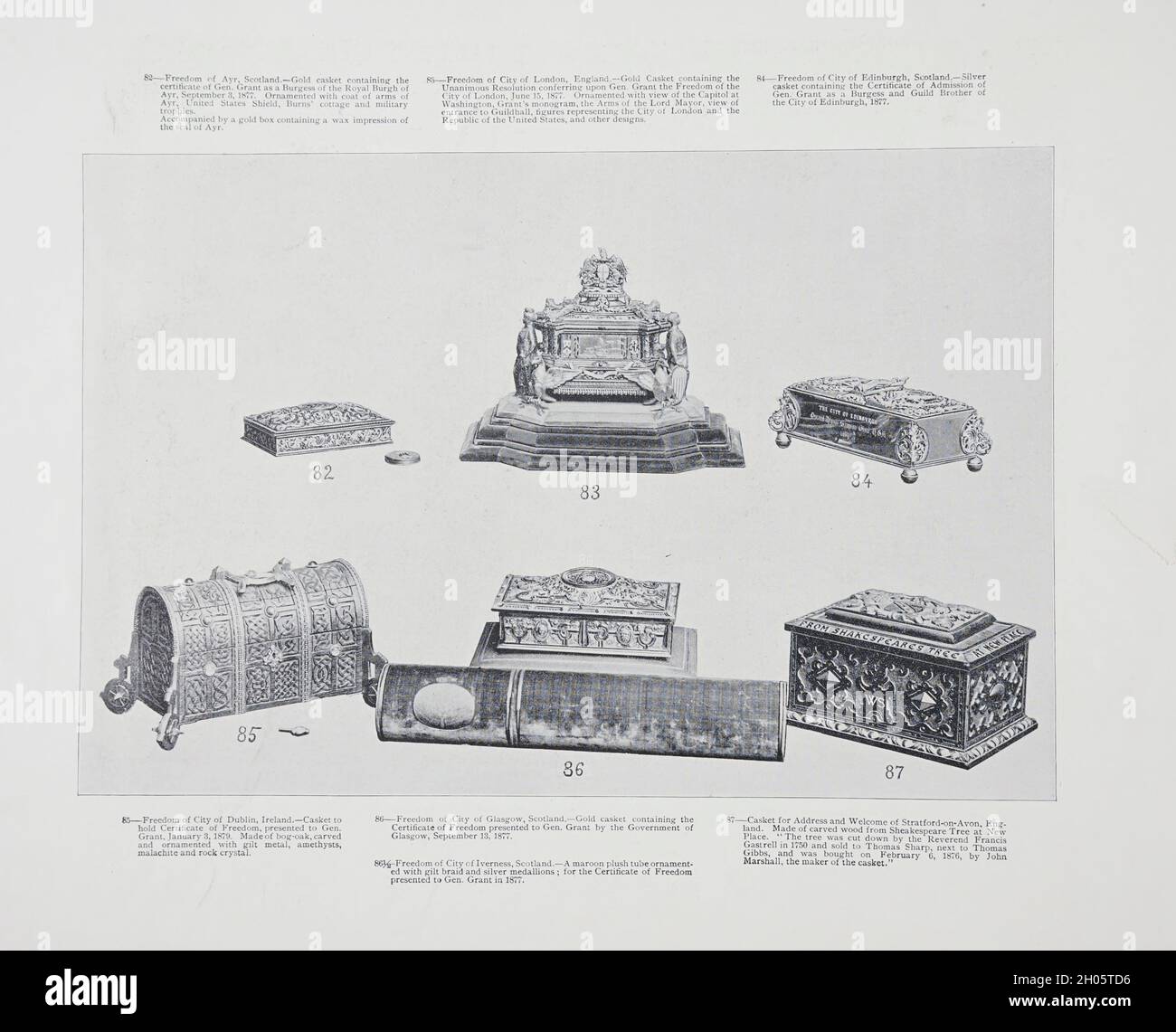 Mementoes from the American Civil War Book and Grant album : 'Art immortelles' : Un portafoglio di riproduzioni a mezzitoni da fotografie rare e costose progettate per perpetuare la memoria del generale Ulisse S. Grant, raffigurante scene e incidenti in relazione alla Guerra civile pubblicata a Boston e New York da W. H. Allen nel 1894 Foto Stock