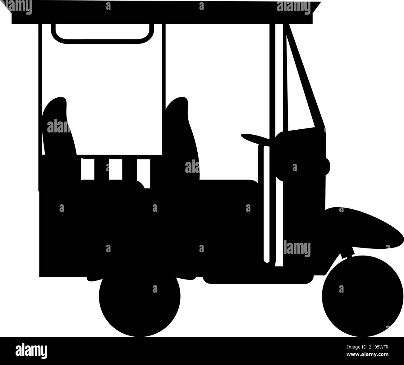 Tuk tuk in risciò automatico silhouette. Illustrazione Vettoriale
