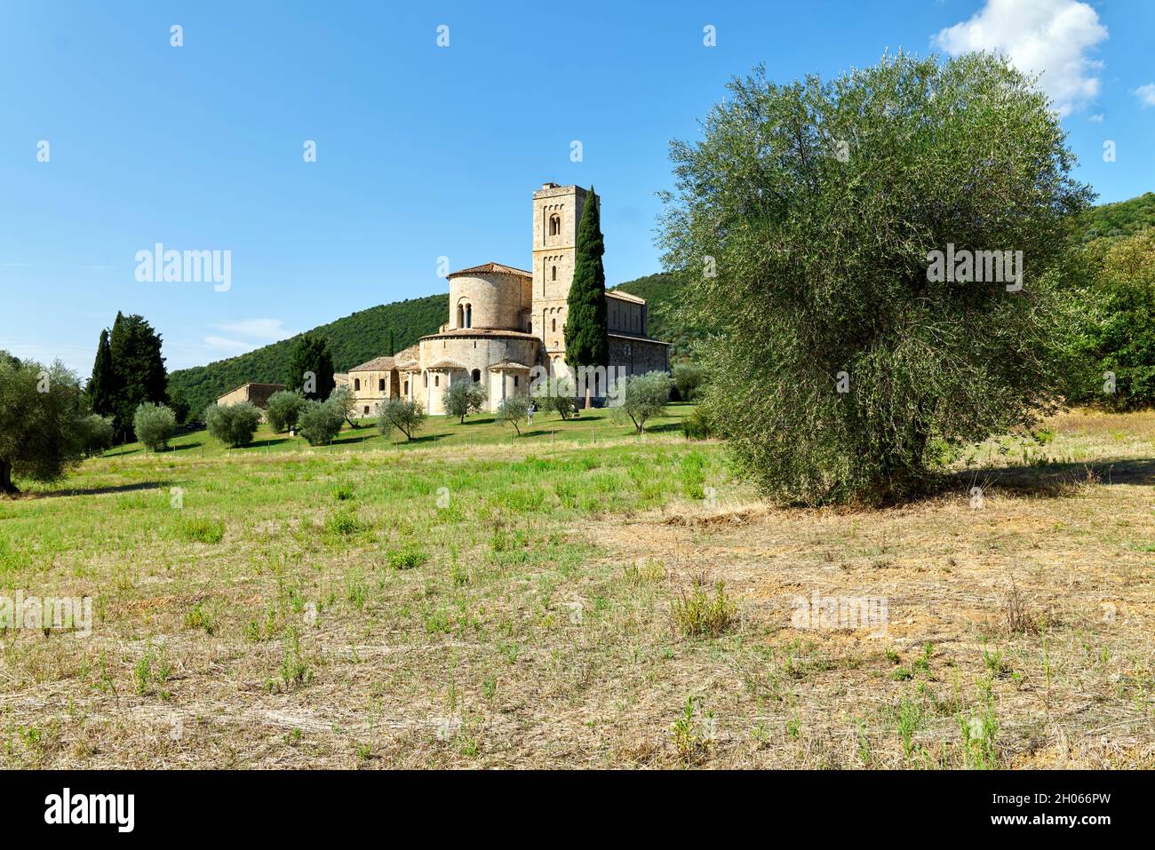 Abbazia di Sant'Antimo, monastero benedettino. Montalcino Val d'Orcia Toscana Foto Stock
