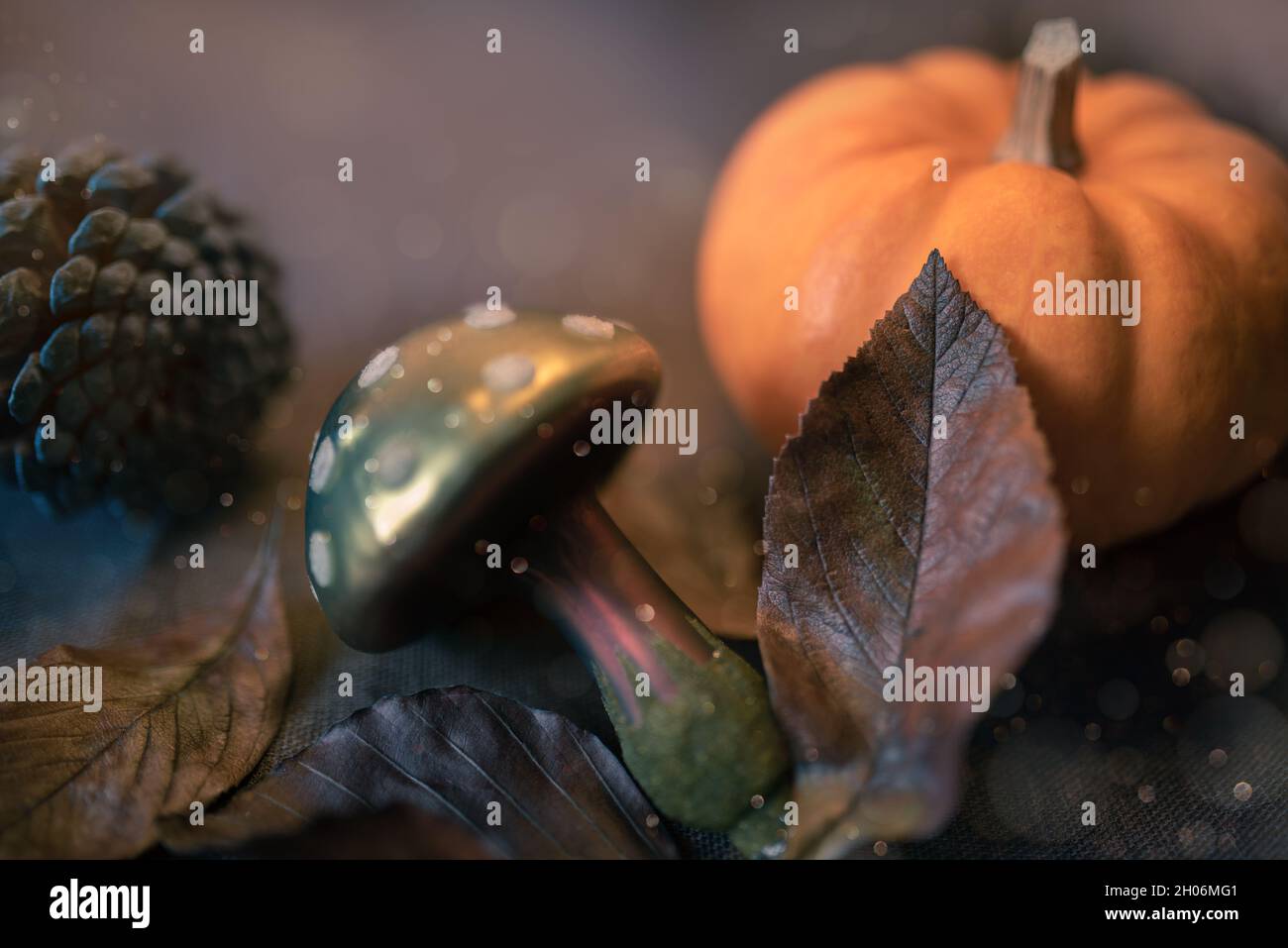 Raccolto o Thanksgiving sfondo con foglie autunnali. Foto Stock