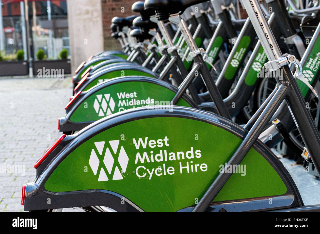 Biciclette pubbliche a noleggio a Coventry, Regno Unito Foto Stock