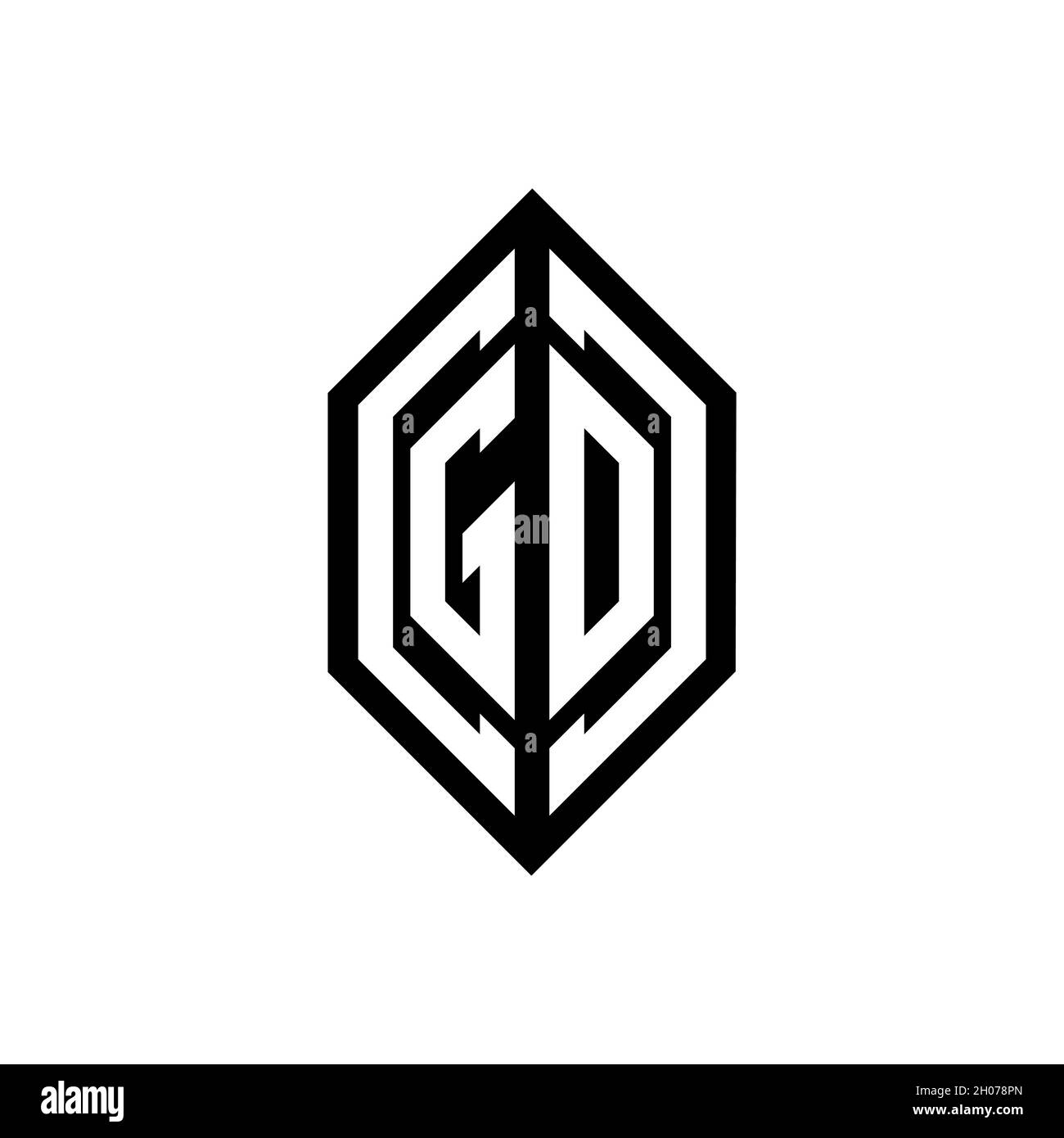 LOGO GO con modello di design monogramma vettoriale geometrico isolato su sfondo bianco Illustrazione Vettoriale