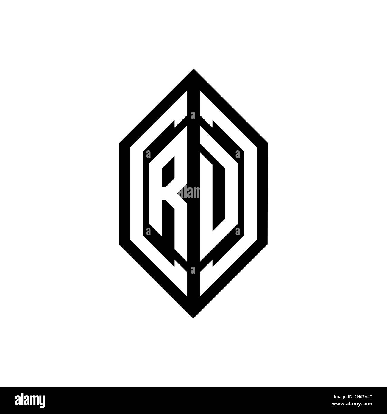 LOGO RD con modello di disegno monogramma vettoriale di forma geometrica isolato su sfondo bianco Illustrazione Vettoriale