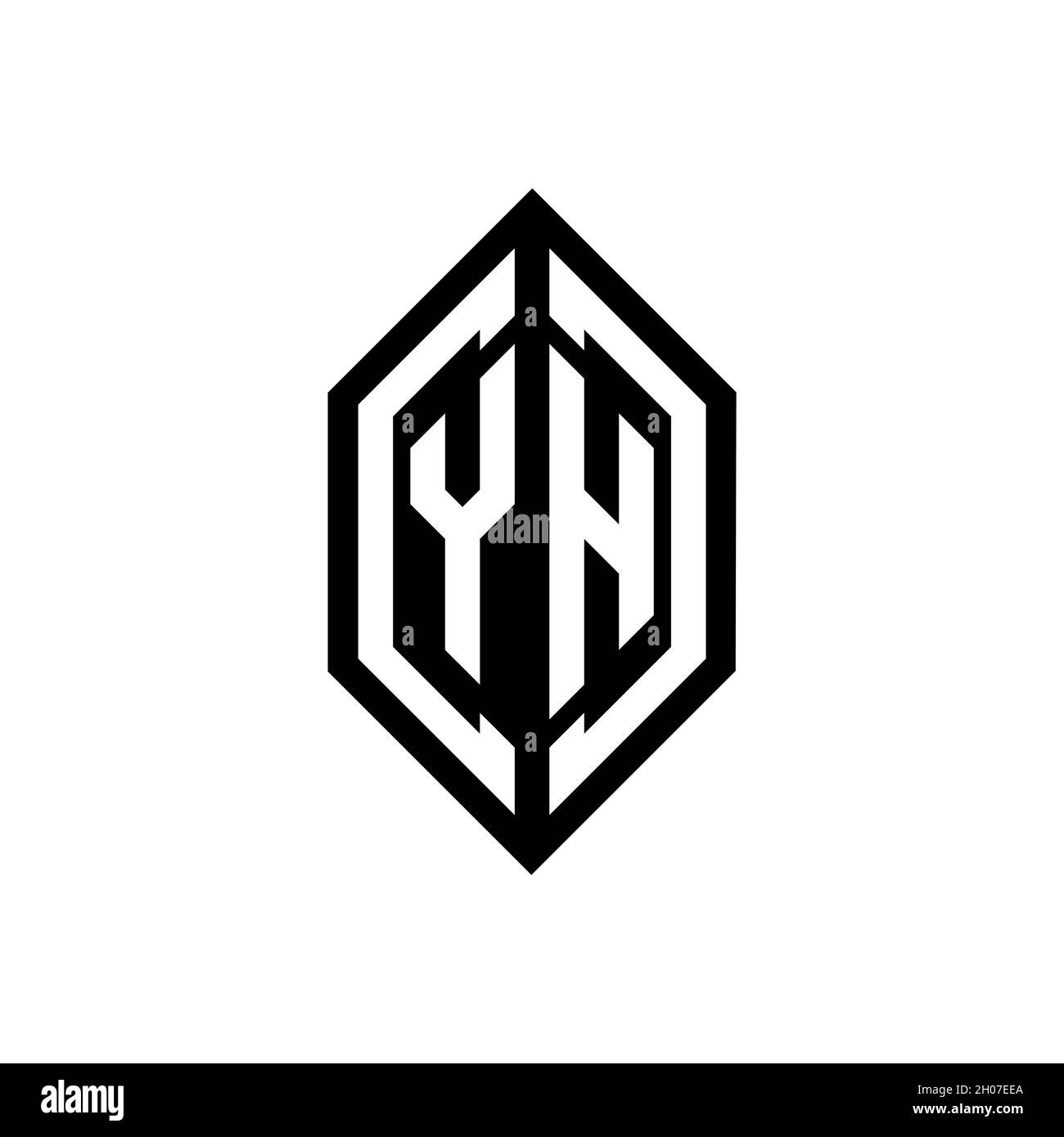 Logo YH con modello di design monogramma vettoriale di forma geometrica isolato su sfondo bianco Illustrazione Vettoriale