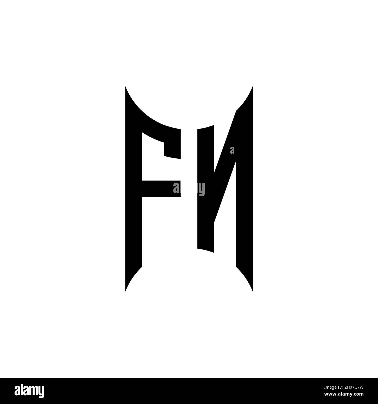 Modello di forma geometrica a monogramma FM. Vettore di disegno iniziale monogramma su sfondo isolato Illustrazione Vettoriale