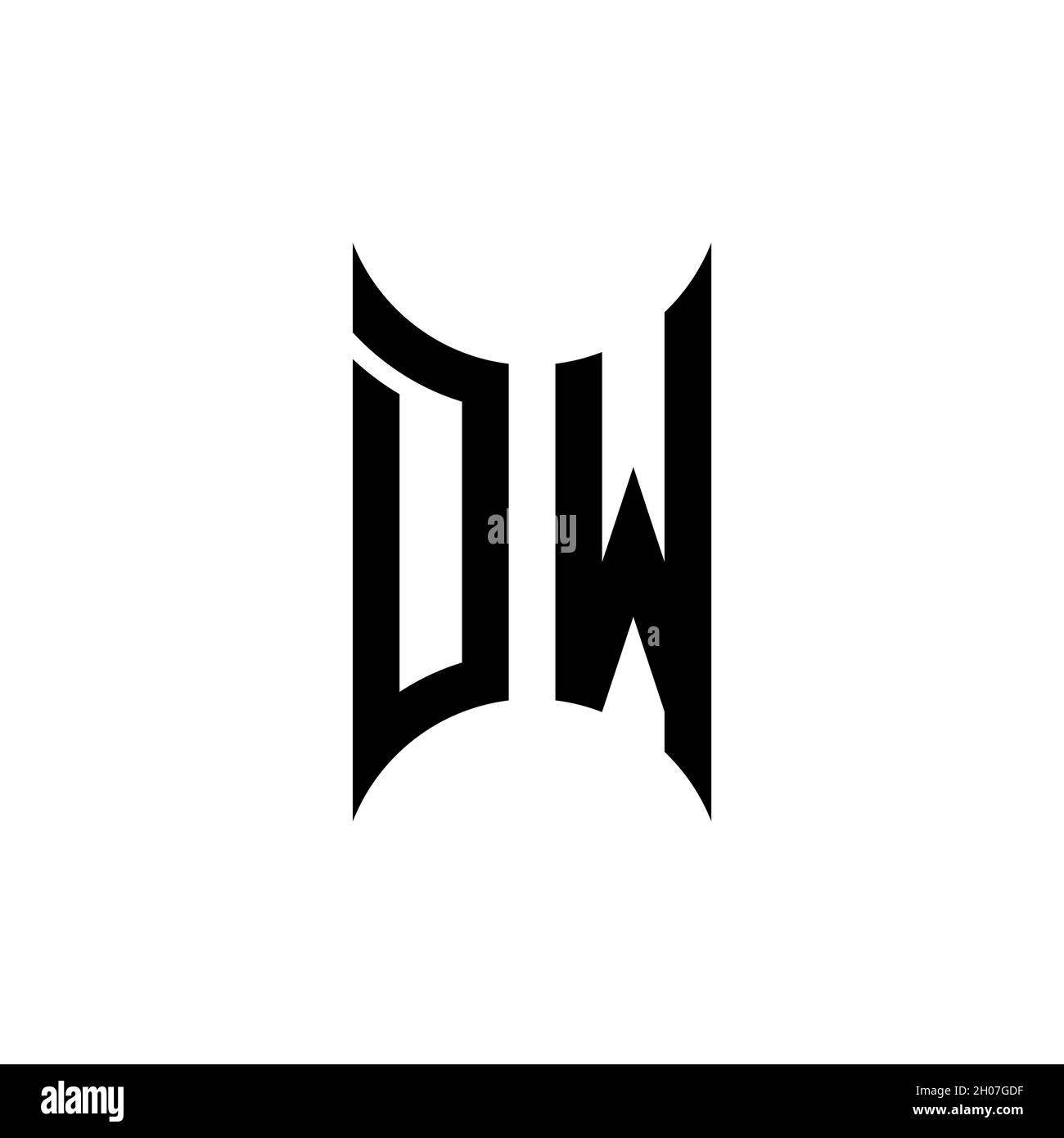 Modello di stile di forma geometrica con monogramma DW. Vettore di disegno iniziale monogramma su sfondo isolato Illustrazione Vettoriale