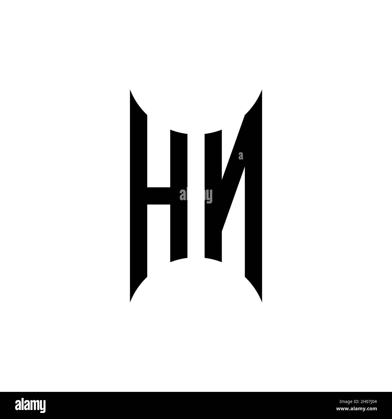 Modello di forma geometrica a monogramma HM. Vettore di disegno iniziale monogramma su sfondo isolato Illustrazione Vettoriale