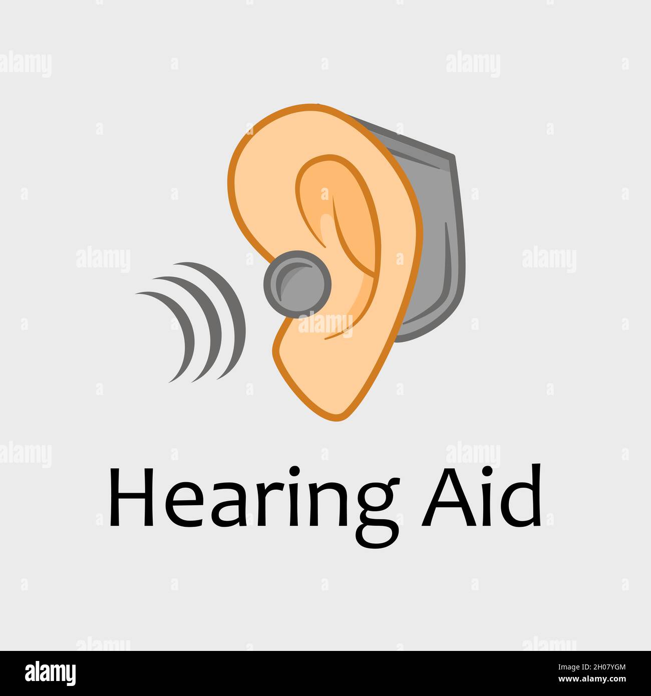 Vettore colorato dietro l'icona del servizio di ausilio all'udito (BTE). Ideale per i servizi sanitari, l'accessibilità e la pubblicità delle tecnologie assistite. Illustrazione Vettoriale