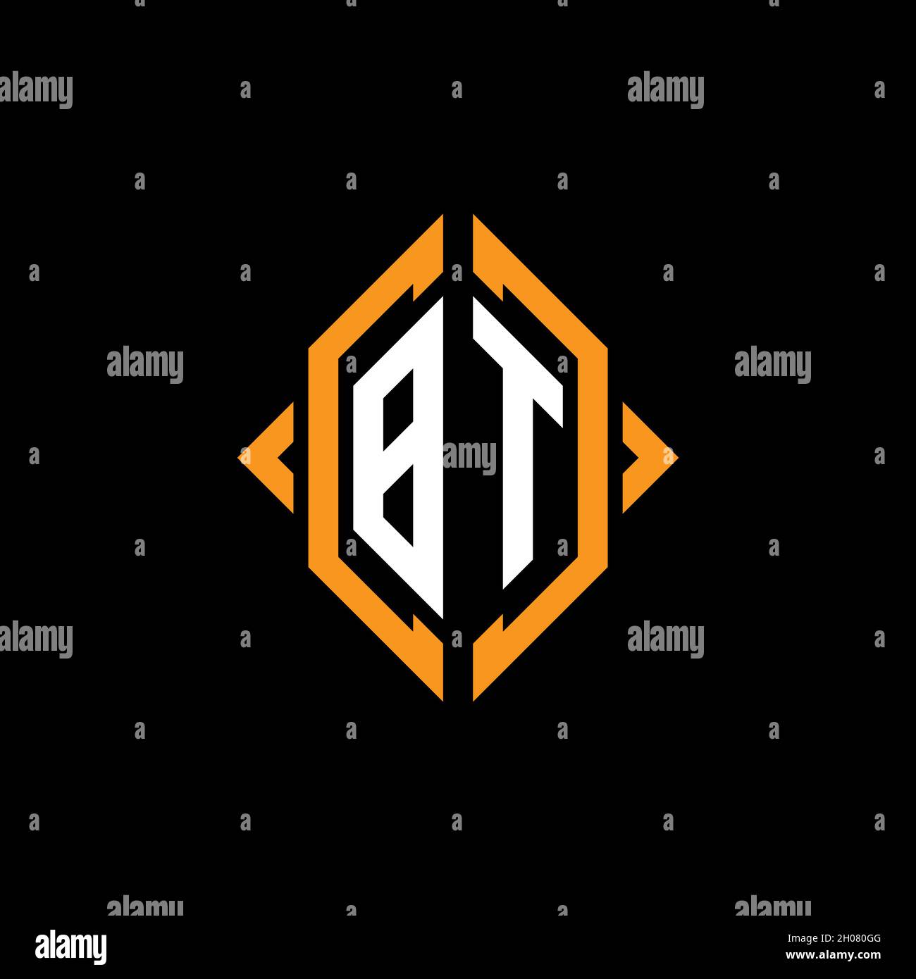 Modello di stile forma geometrica a monogramma BT. Vettore di disegno iniziale monogramma su sfondo isolato Illustrazione Vettoriale