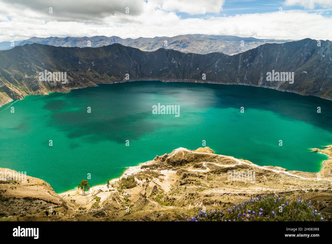 Cratere lago Laguna Quilotoa, Ecuador Foto Stock