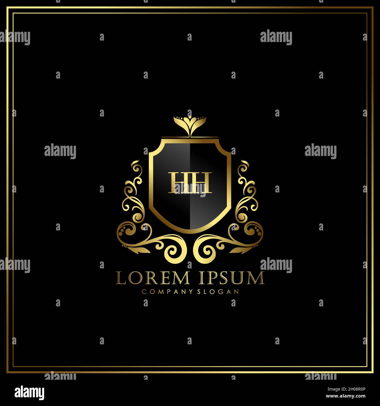 HH Initial Letter Luxury Logo template in Vector per Ristorante, Royalty, Boutique, Cafe, Hotel, Araldico, Gioielli, Moda e altri illustri vettoriali Illustrazione Vettoriale