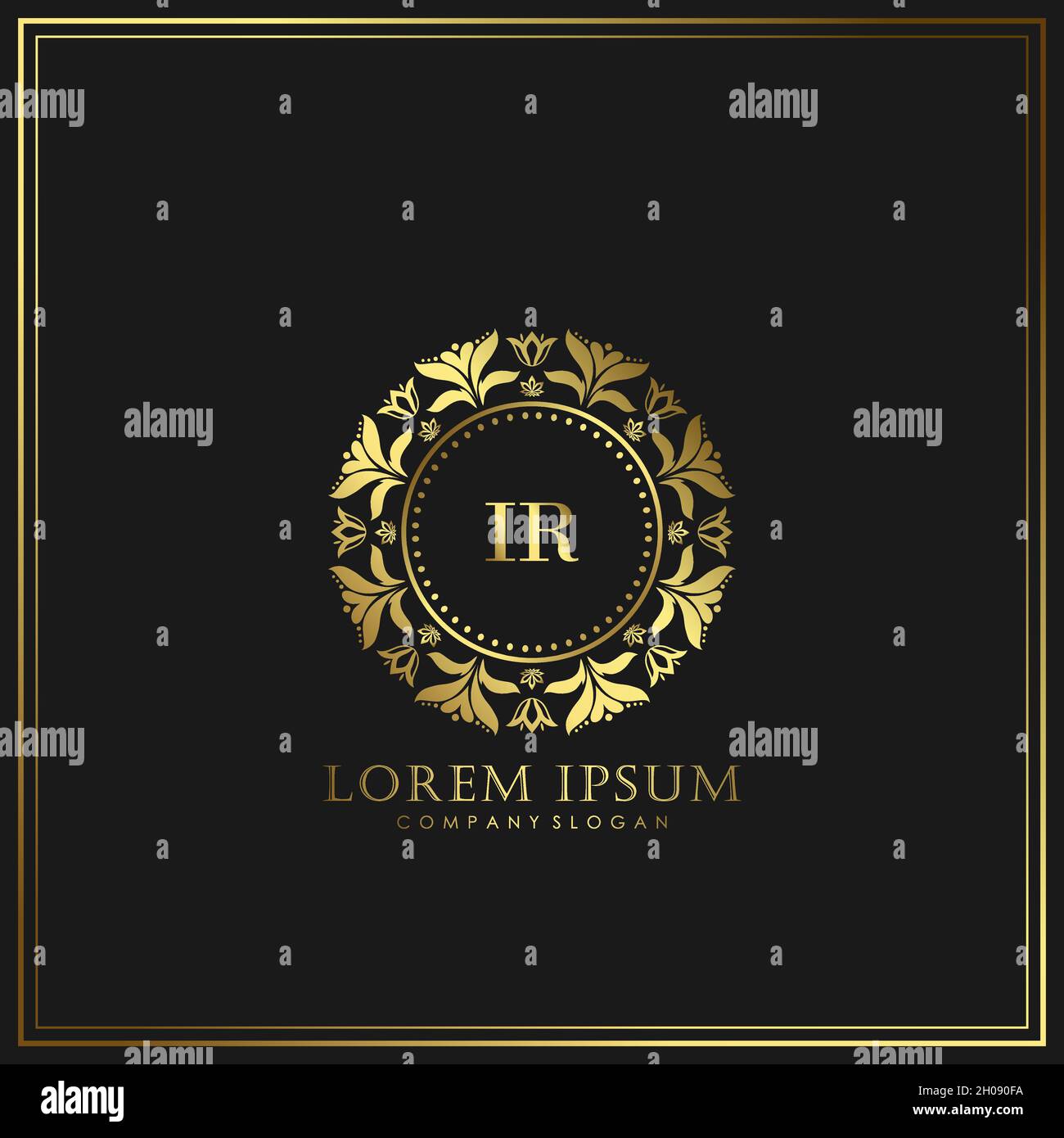 IR Initial Letter Luxury Logo template in Vector per Ristorante, Royalty, Boutique, Cafe, Hotel, Araldico, Gioielli, Moda e altri illustrat vettoriali Illustrazione Vettoriale