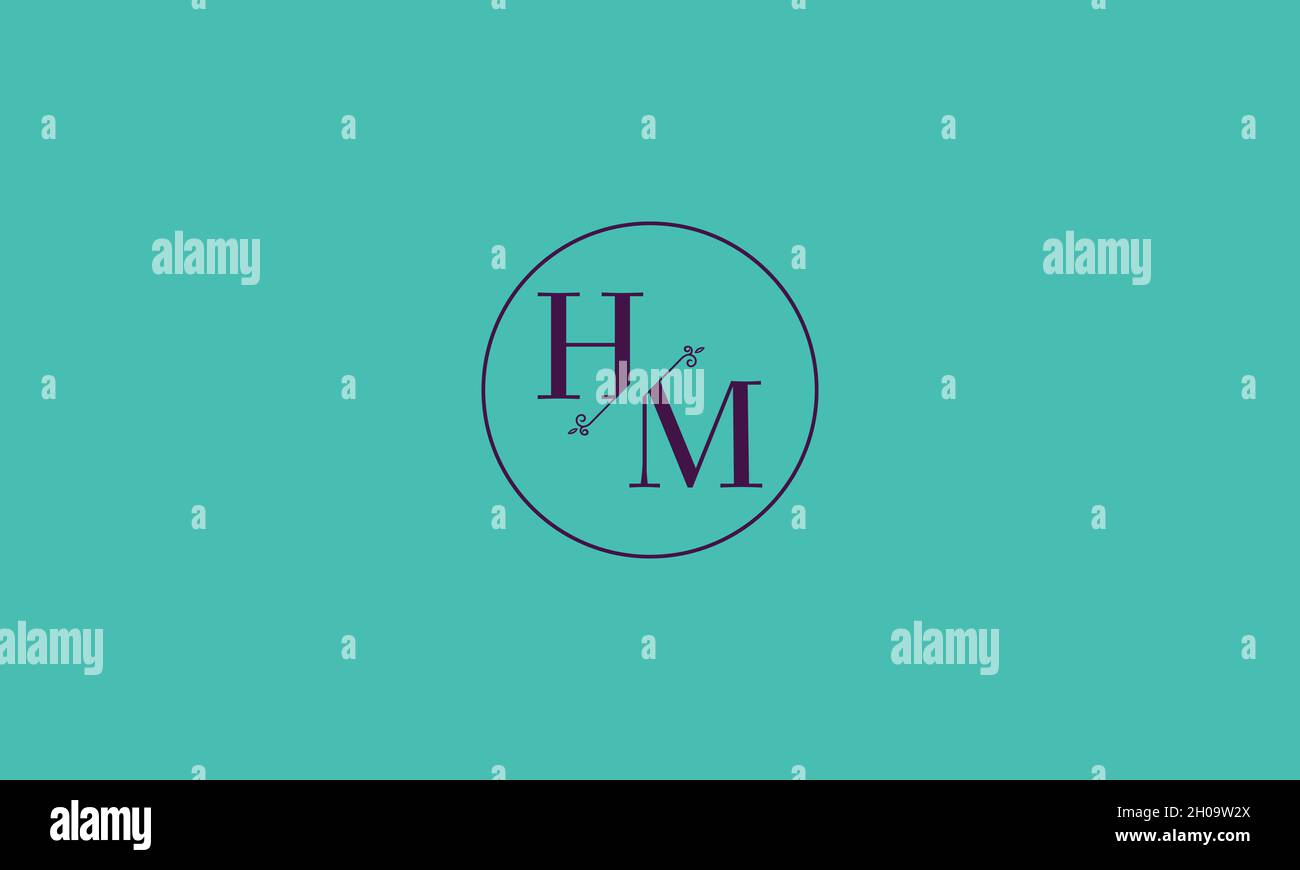 DESIGN CON LOGO HM IN LETTERE CON EFFETTO SPAZIO NEGATIVO PER USO ILLUSTRATIVO Illustrazione Vettoriale