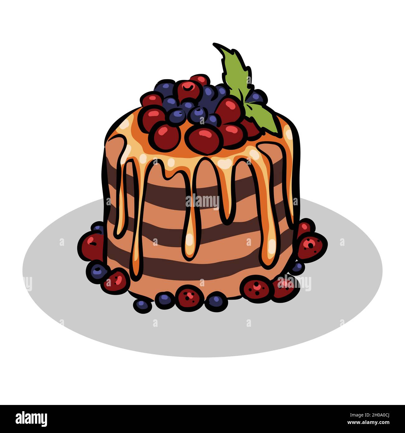 Illustrazione della frutta di Natale e della torta al miele Illustrazione Vettoriale