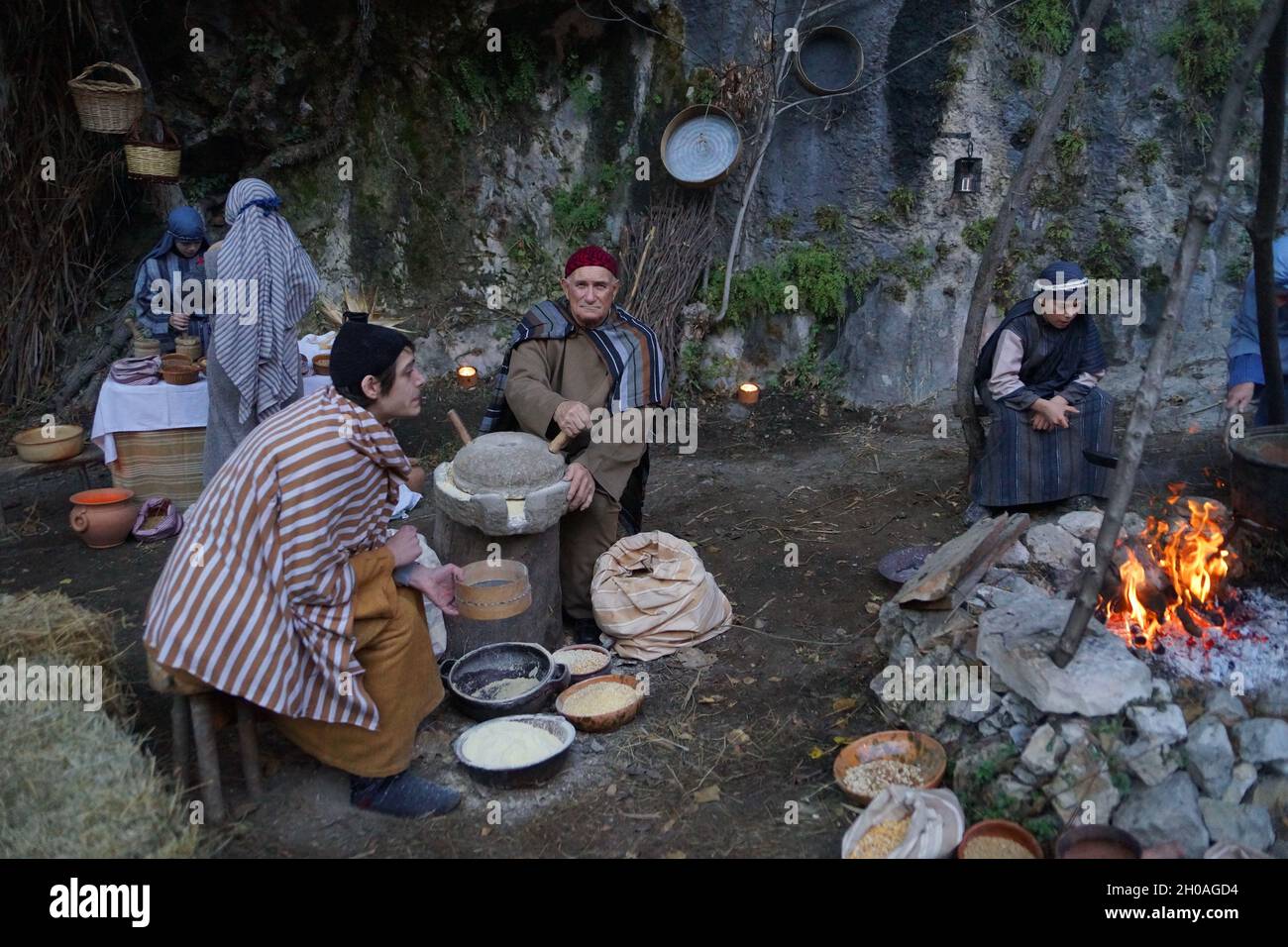 Presepe vivente, Artigianato Antico, Genga, Marche, Italia, Europa Foto Stock