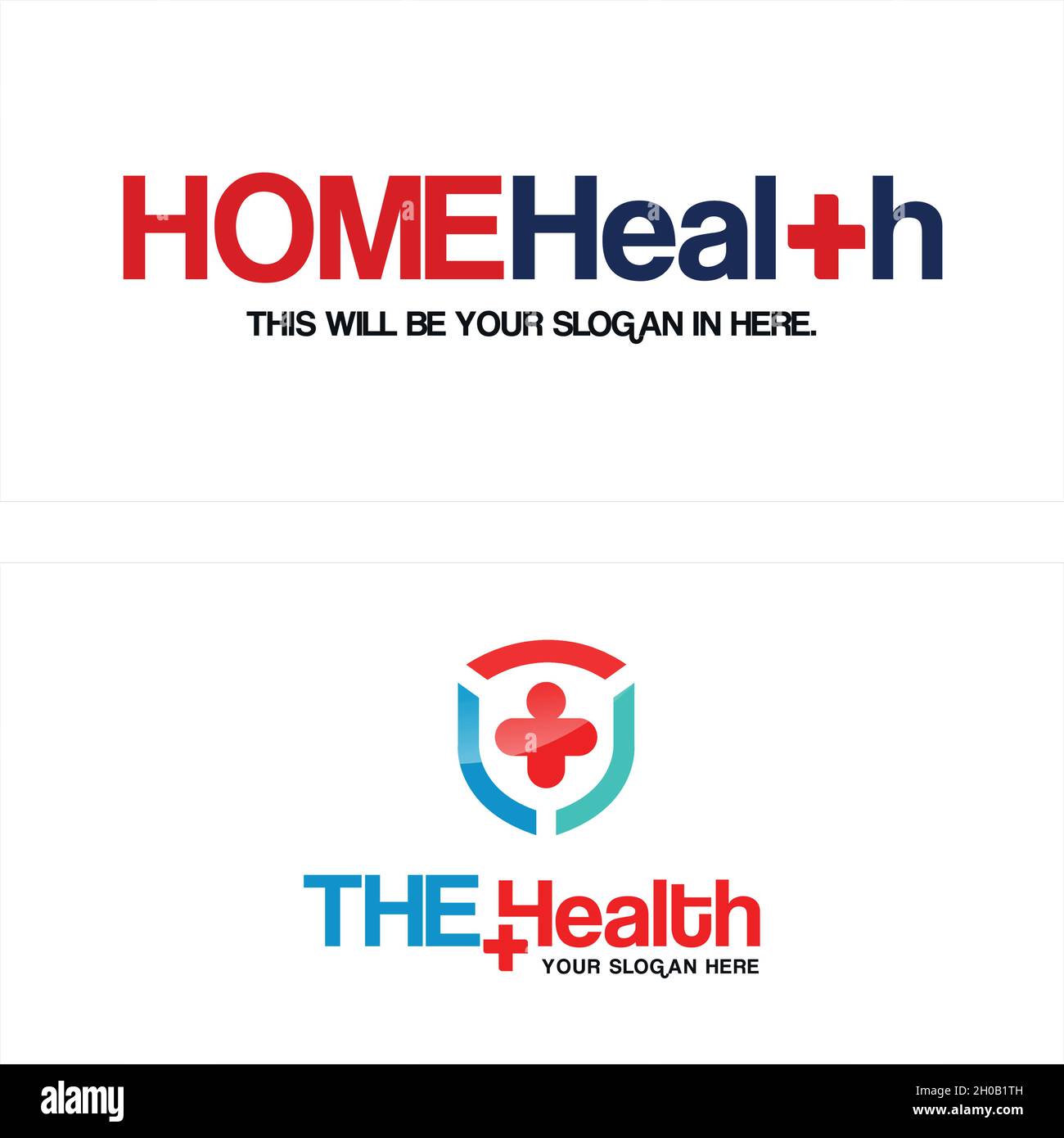 Moderna casa medica croce cura della salute logo design Illustrazione Vettoriale