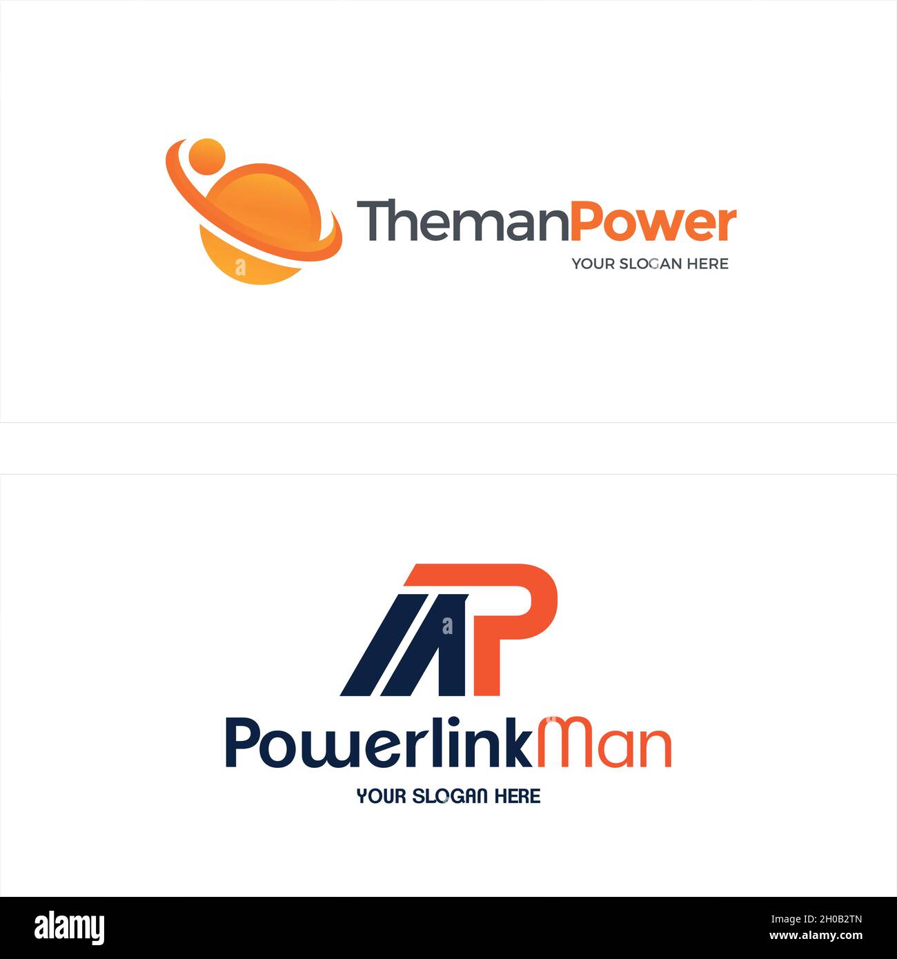Linea piatta art round Technology Power logo design Illustrazione Vettoriale