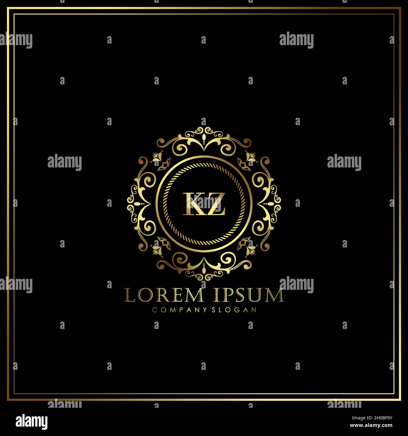 Modello di logo KZ Initial Letter Luxury in Vector per ristoranti, royalty, boutique, caffè, hotel, Araldica, Gioielli, Moda e altri vettori illustrat Illustrazione Vettoriale