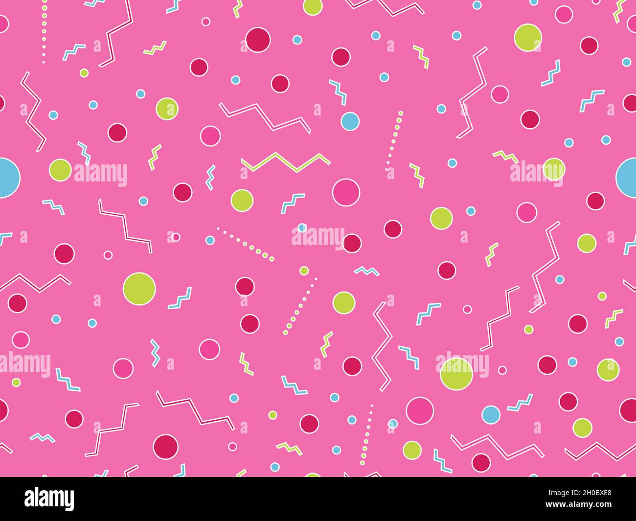 Motivo geometrico senza cuciture in stile memphis anni '80. Forme geometriche con tratti. Sfondo colorato astratto. Design per brochure, banner e promozioni Illustrazione Vettoriale