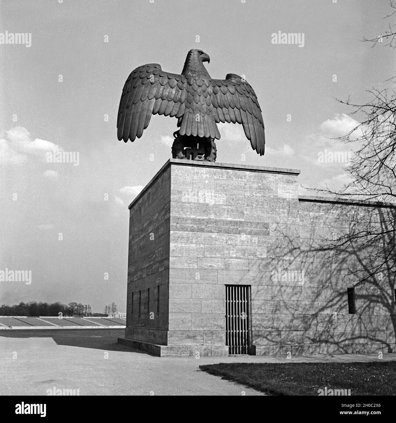 Das Reichsparteitagsgelände am Luitpoldhain in Norimberga, Deutschland 1930er Jahre. Area della fiera di Norimberga al rally Luitpoldhain grove, Germania 1930s. Foto Stock