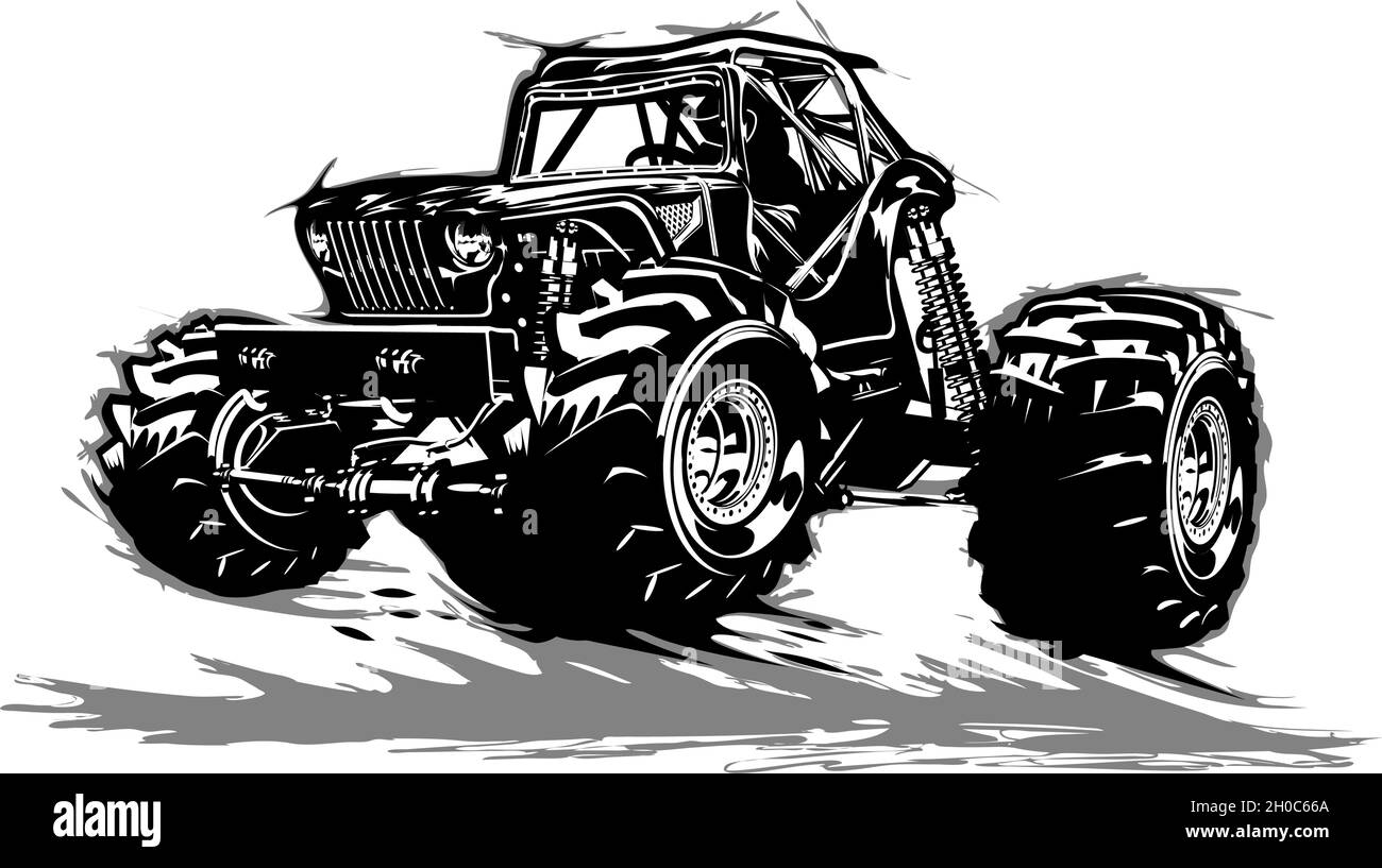 Fumetto Monster Truck. EPS-8 disponibile separato da gruppi per una facile modifica Illustrazione Vettoriale