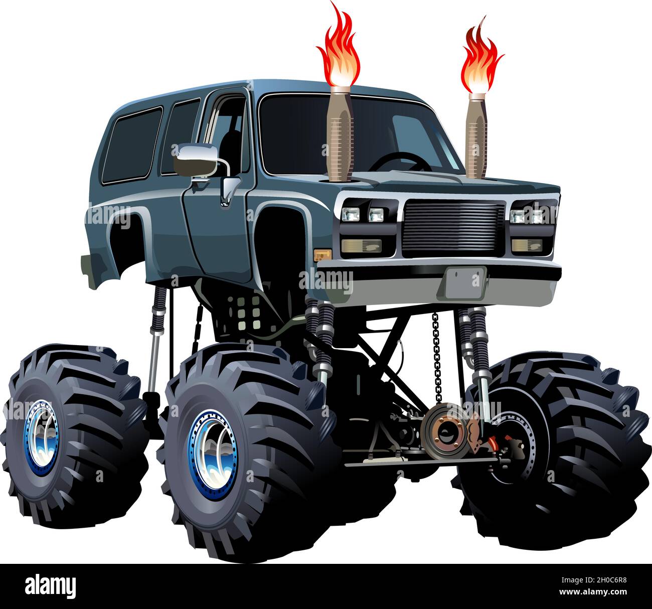 Fumetto Monster Truck. Disponibile EPS-10 separato da gruppi e livelli per una facile modifica Illustrazione Vettoriale