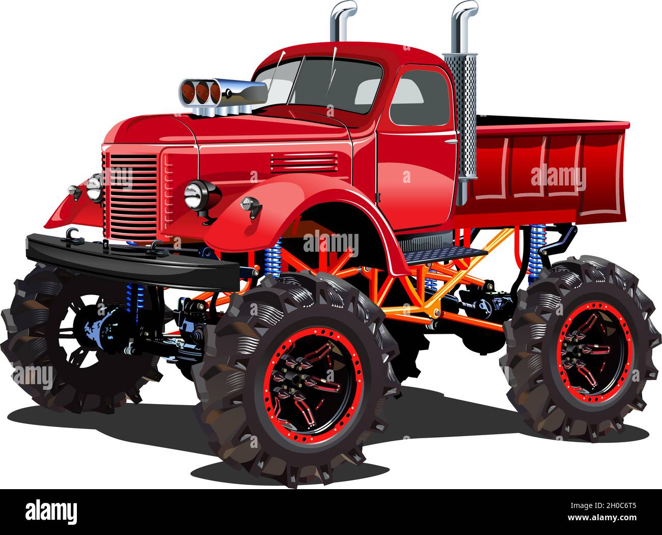 Fumetto Monster Truck. Disponibile EPS-10 separato da gruppi e livelli per una facile modifica Illustrazione Vettoriale