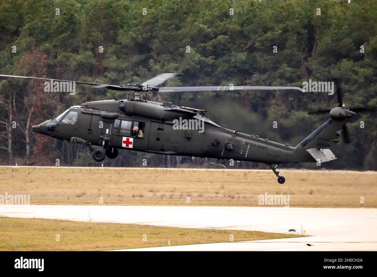 United States Army Sikorsky HH-60M Blackhawk trasporto medico elicottero circa a terra. Paesi Bassi - 4 febbraio 2019 Foto Stock