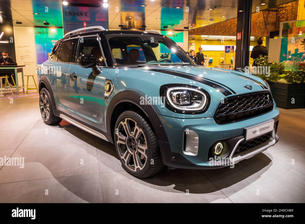 Mini Countryman Cooper auto elettrica presentata al salone IAA Mobility 2021 a Monaco di Baviera, Germania - 6 settembre 2021. Foto Stock