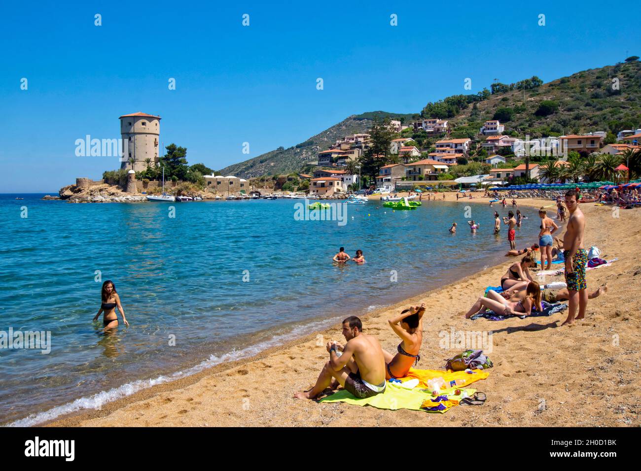 Arcipelago Toscano, Giglio Campese, Spiaggia, Isola del Giglio, Toscana, Italia, Europa Foto Stock