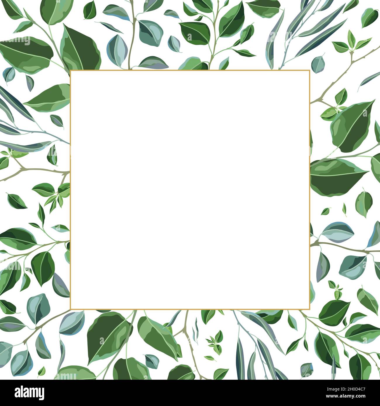 Cornice con rami e foglie verdi. Foglie stilizzate in primavera o in estate  Immagine e Vettoriale - Alamy