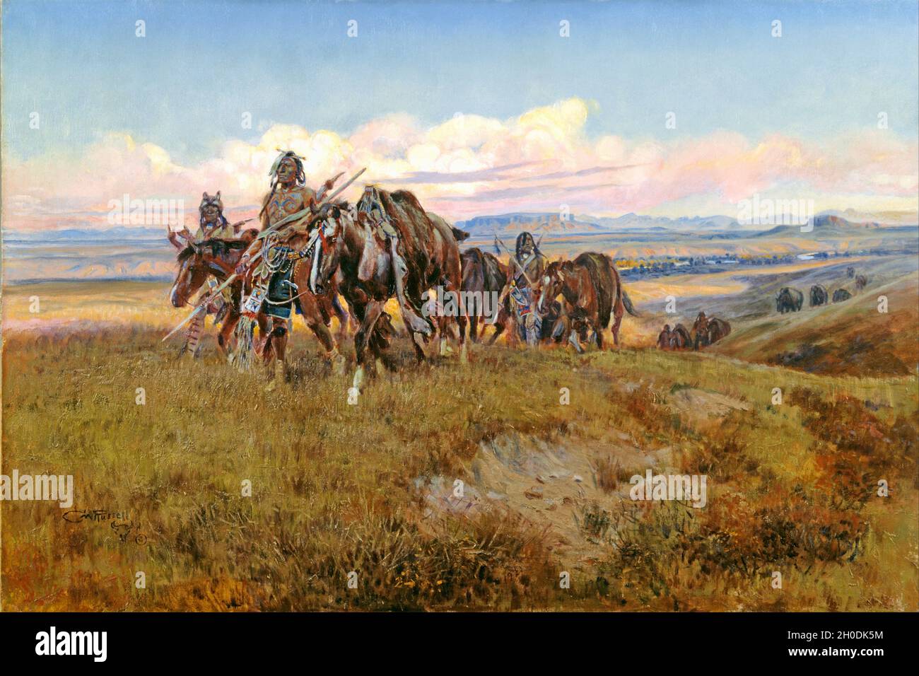 Charles Marion Russell opere d'arte nel Paese dell'Enemy - 1921 Foto Stock