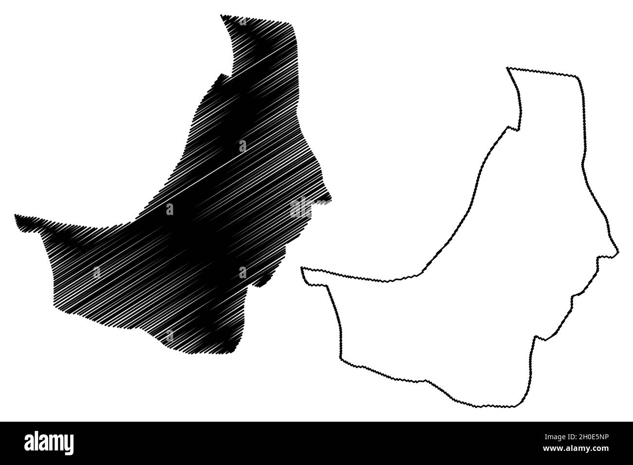 Distretto di Kolkata (Stato del Bengala Occidentale, Repubblica dell'India) illustrazione vettoriale della mappa, tracciato di scricbble Maldah o Calcutta mappa Illustrazione Vettoriale