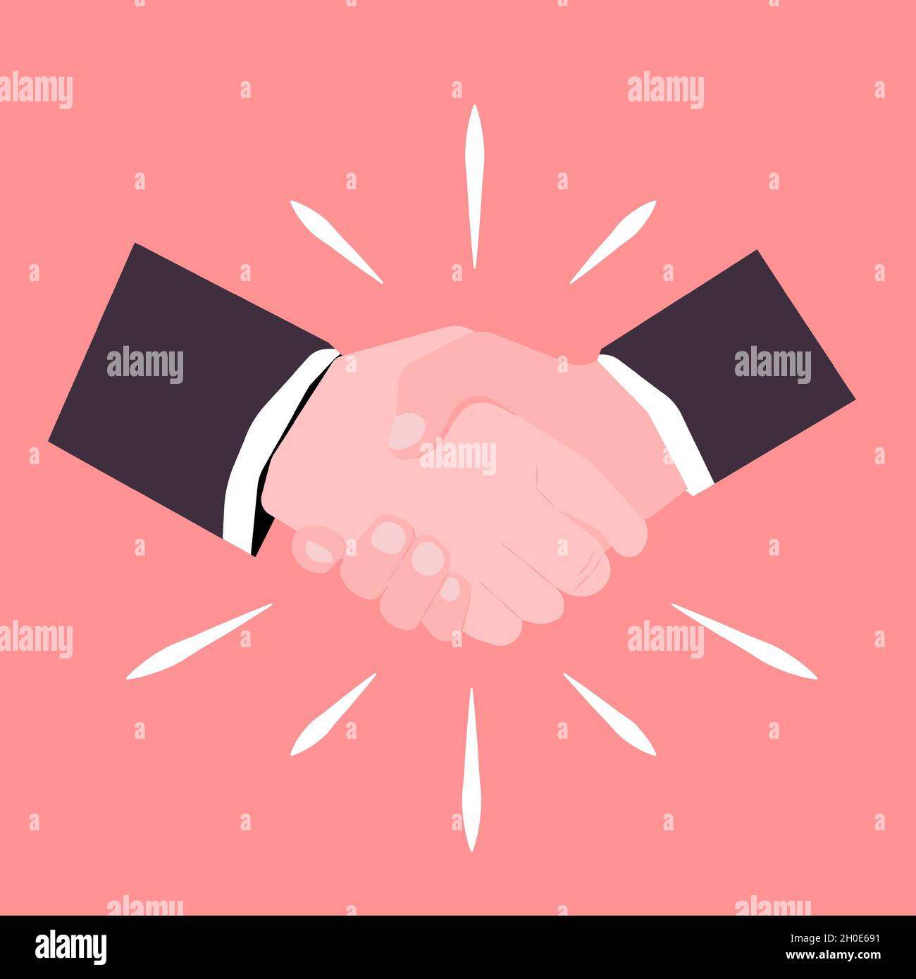 Illustrazione vettoriale dell'accordo di handshake businessman. Partnership di amicizia con handshake. Shaking mani simbolo per successo affare, felice partnership Illustrazione Vettoriale