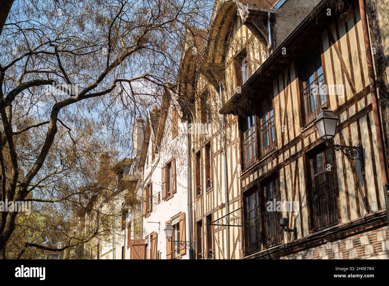 Troyes (Francia nord-orientale): Via "rue Urbain IV" nel centro della città Foto Stock