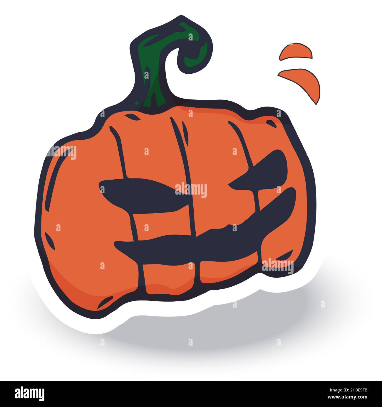 Set vettoriale disegnato a mano di zucche di Halloween cute con diversi adesivi divertenti volti. Vacanze autunnali. Elementi creepy e spooky per Halloween. Illustrazione Vettoriale