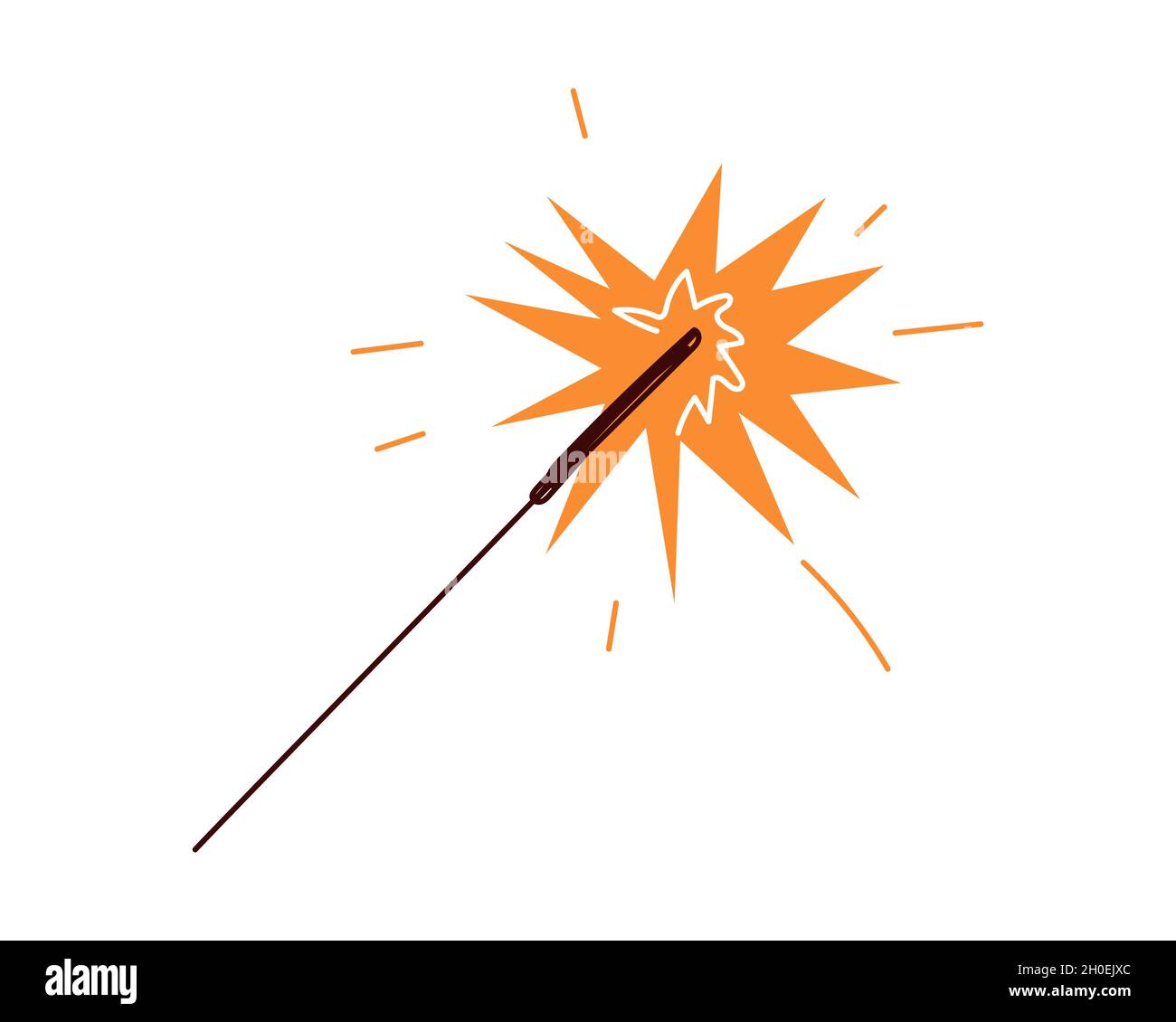 Sparkler che brucia il doodle colorato. Illustrazione eps isolata del vettore di disegno fiamma Fireworwork Illustrazione Vettoriale
