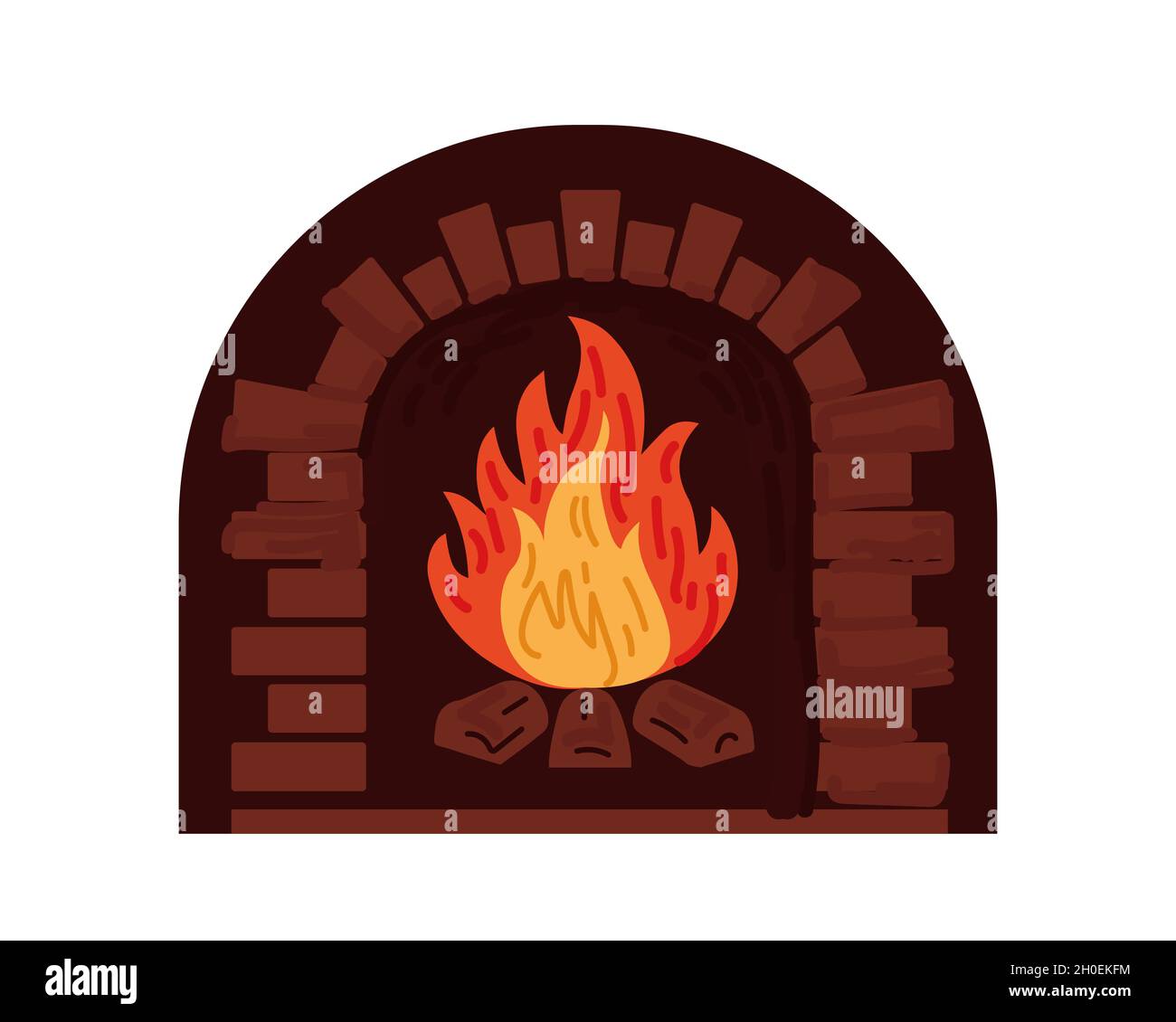 Fiamma nel camino in mattoni. Legna da ardere in forno. Home calore interno  oggetto disegno vettore isolato eps illustrazione Immagine e Vettoriale -  Alamy