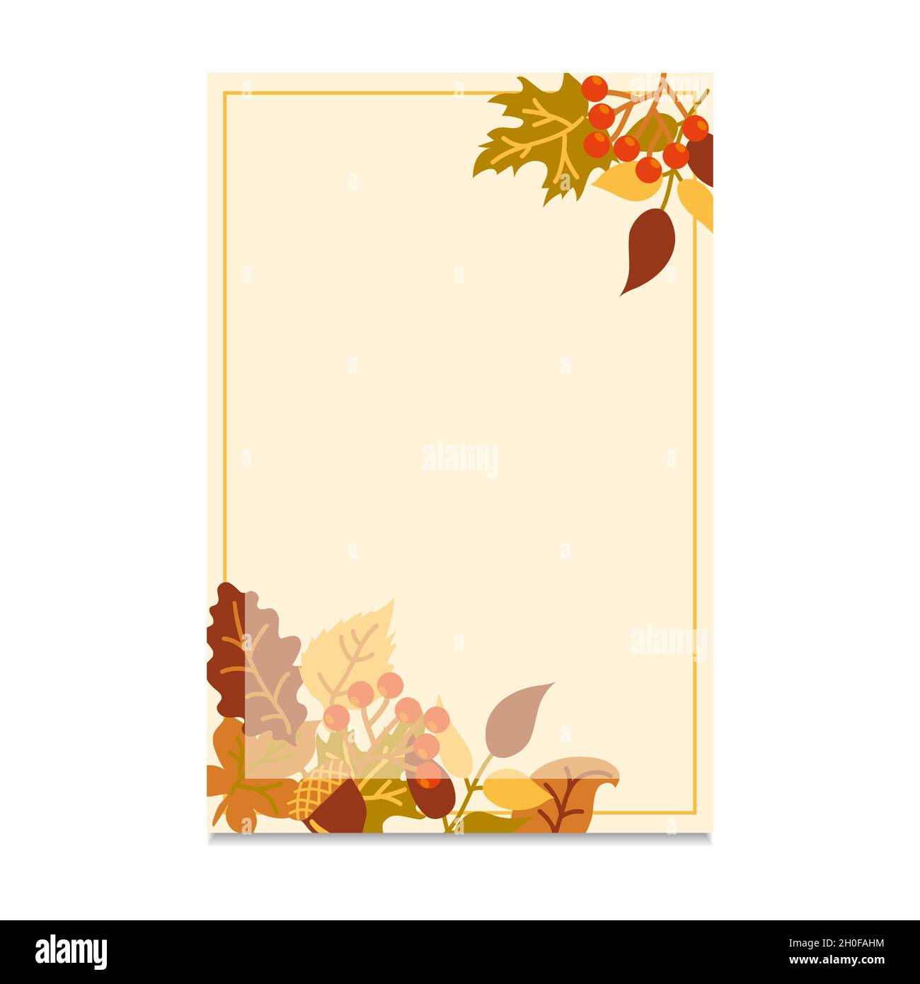 Banner decorativo autunnale con testo per testo. Sfondo beige con foglie gialle e arancioni. Cornice natura vettoriale. Illustrazione Vettoriale