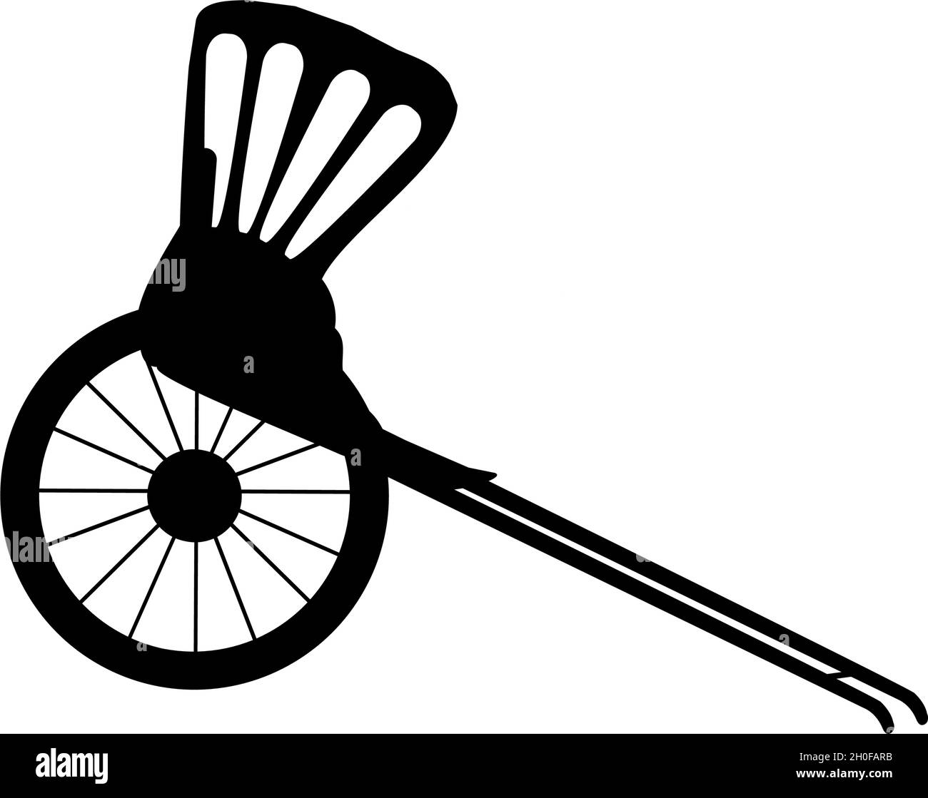 Risciò trainato a mano silhouette. Trasporto tradizionale Illustrazione Vettoriale