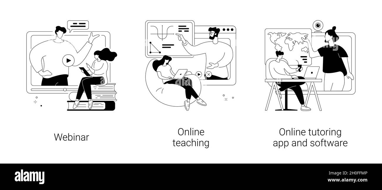Illustrazioni vettoriali di concetto astratto di e-learning. Illustrazione Vettoriale