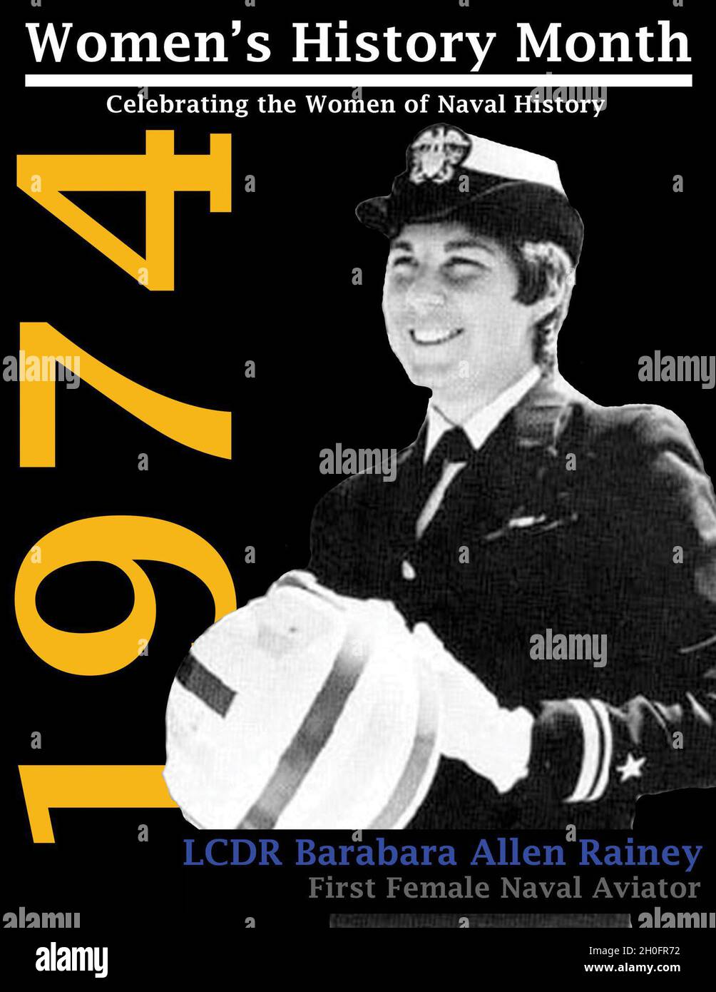 210226-N-AU930-0001 (26 febbraio 2021) -- Un grafico raffigurante CDR Lt. Barbara Allen Rainey, la prima aviatrice navale femminile. Foto Stock